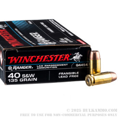 500 Rounds of .40 S&W Ammo by Winchester Ranger - 135gr Frangible