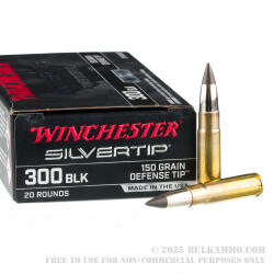 200 Rounds of .300 AAC Blackout Ammo by Winchester Silvertip - 150gr Defense Tip