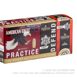 120 Rounds of .380 ACP Ammo by Federal - 95GR FMJ & 99GR HST