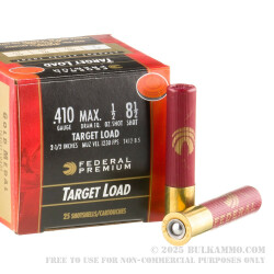 25 Rounds of .410 Ammo by Federal Gold Medal- 2-1/2" 1/2 ounce #8-1/2 shot