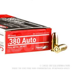 50 Rounds of .380 ACP Ammo by Aguila - 95gr FMJ