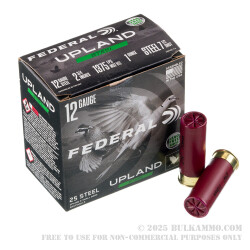 250 Rounds of 12ga Ammo by Federal Upland Steel - 1 ounce #7 1/2 steel shot