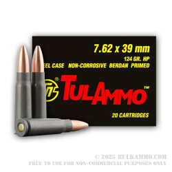 1000 Rounds of 7.62x39mm Ammo by Tula - 124gr HP