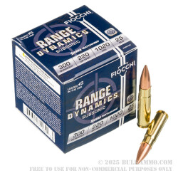 25 Rounds of 300 AAC Blackout Ammo by Fiocchi - 220gr HPBT MatchKing