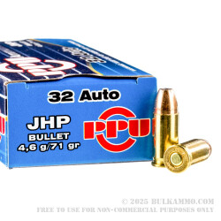 50 Rounds of .32 ACP Ammo by Prvi Partizan - 71gr JHP