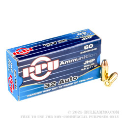 50 Rounds of .32 ACP Ammo by Prvi Partizan - 71gr JHP
