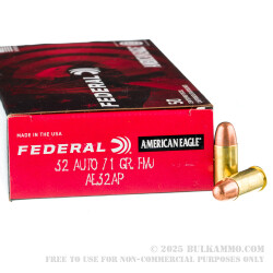 1000 Rounds of .32 ACP Ammo by Federal American Eagle - 71gr FMJ