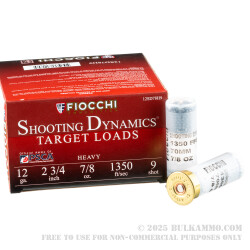 250 Rounds of 12ga Ammo by Fiocchi - 7/8 ounce #9 shot