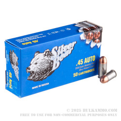 50 Rounds of .45 ACP Ammo by Silver Bear - 230gr FMJ