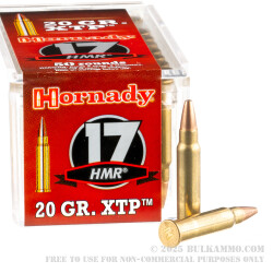 50 Rounds of .17HMR Ammo by Hornady - 20gr JHP - XTP