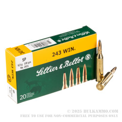 20 Rounds of .243 Win Ammo by Sellier & Bellot - 100gr SP