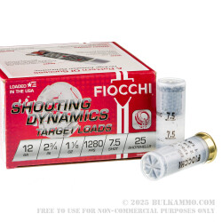 250 Rounds of 12ga Ammo by Fiocchi Shooting Dynamics - 1-1/8 ounce #7 1/2 shot