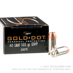 20 Rounds of .40 S&W Ammo by Speer - 165gr JHP