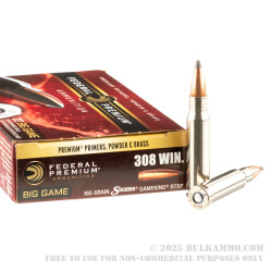 20 Rounds of .308 Win Ammo by Federal Premium - 165gr Sierra GameKing SPBT