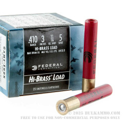 25 Rounds of .410 Ammo by Federal Game-Shok - 3" 11/16 ounce #5 shot