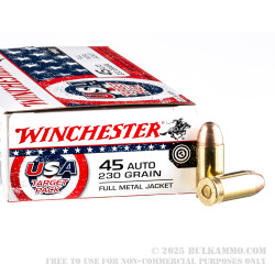 500 Rounds of .45 ACP Ammo by Winchester USA Target Pack - 230gr FMJ