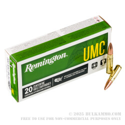 20 Rounds of .300 AAC Blackout Ammo by Remington UMC - 150gr CTFB