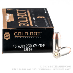 50 Rounds of .45 ACP Ammo by Speer - 230gr JHP