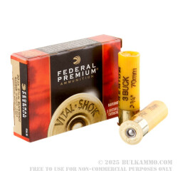 5 Rounds of 20ga Ammo by Federal Vital-Shok - 1 ounce #3 buck