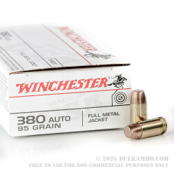 500 Rounds of .380 ACP Ammo by Winchester - 95gr FMJ