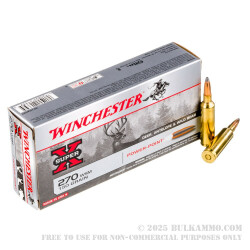 20 Rounds of .270 Win Short Mag Ammo by Winchester Super-X - 150gr PP