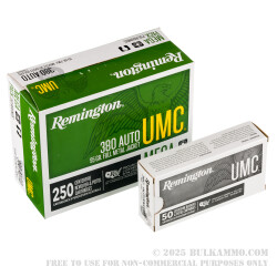 250 Rounds of .380 ACP Ammo by Remington - 95gr MC