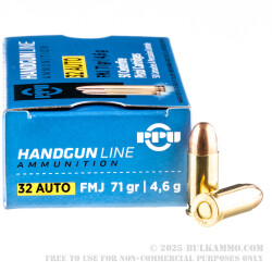 50 Rounds of .32 ACP Ammo by Prvi Partizan - 71gr FMJ