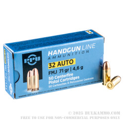 50 Rounds of .32 ACP Ammo by Prvi Partizan - 71gr FMJ