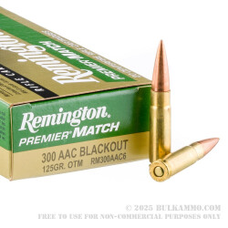 200 Rounds of .300 AAC Blackout Ammo by Remington Premier Match - 125gr OTM