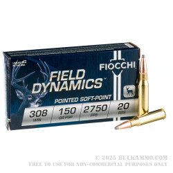 200 Rounds of .308 Win Ammo by Fiocchi - 150gr PSP