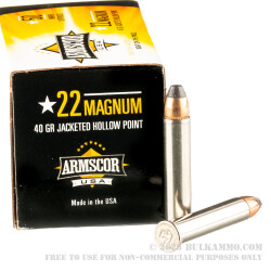 50 Rounds of .22 WMR Ammo by Armscor - 40gr JHP