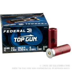 25 Rounds of 12ga Ammo by Federal Top Gun - 1 ounce #8 shot High Velocity