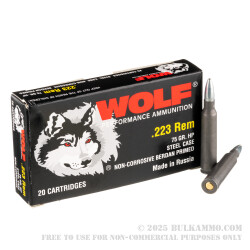 20 Rounds of .223 Rem Ammo by Wolf Performance - 75gr HP