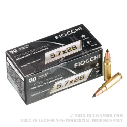 50 Rounds of 5.7x28mm Ammo by Fiocchi - 40gr Polymer Tipped