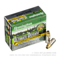 20 Rounds of 9mm Ammo by Remington Ultimate Defense Compact- 124gr JHP