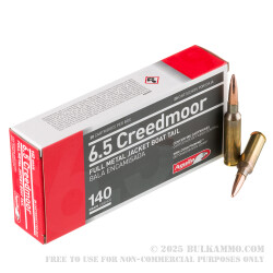 20 Rounds of 6.5 Creedmoor Ammo by Aguila - 140gr FMJBT