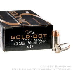 1000 Rounds of .40 S&W Ammo by Speer Gold Dot LE - 155gr JHP