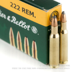 20 Rounds of .222 Rem Ammo by Sellier & Bellot - 50gr SP