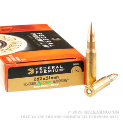 20 Rounds of 7.62x51mm Ammo by Federal - 175gr HPBT