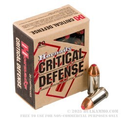 20 Rounds of .45 ACP +P Ammo by Hornady Critical Defense - 185gr JHP