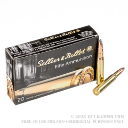 20 Rounds of 8x57 mm JS Mauser Ammo by Sellier & Bellot - 196gr SPCE