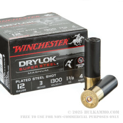 25 Rounds of 12ga 3" Ammo by Winchester Winchester Drylok Super Steel Magnum - 1 3/8 ounce #4 shot