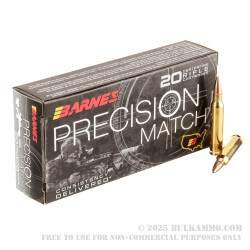 20 Rounds of 5.56x45 Ammo by Barnes Precision Match - 69gr OTM