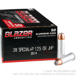 50 Rounds of .38 Spl +P Ammo by CCI - 125gr JHP