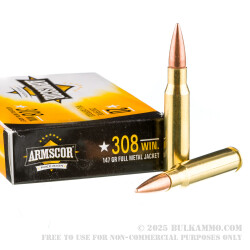 500 Rounds of .308 Win Ammo by Armscor - 147gr FMJ