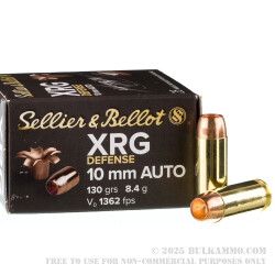 25 Rounds of 10mm Ammo by Sellier & Bellot XRG Defense - 130gr SCHP