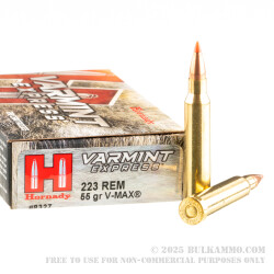 20 Rounds of .223 Ammo by Hornady - 55gr V-Max