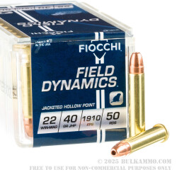 500 Rounds of .22 WMR Ammo by Fiocchi - 40gr JHP