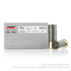 12 ga - 2-3/4" - 1 1/8 oz. - Steel #2 Shot - High Velocity Magnum Steel Load - PMC - 250 Rounds