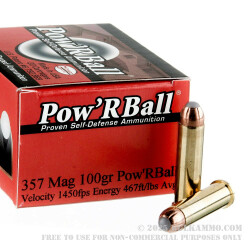 20 Rounds of .357 Mag Ammo by Corbon - 100gr PowR Ball